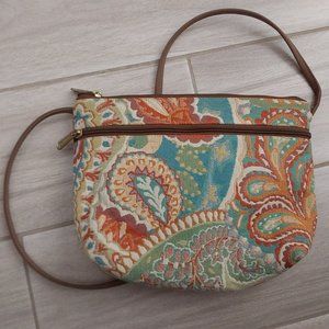 Danny K. Multi-color Paisley Fabric Crossbody Handbag.    Size 6.5x8